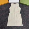 패션 디자이너 여성 드레스 탄성 허리 조끼 드레스 여름 라운드 목 소매 스커트