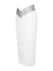 Rokken Vrouwen Crystal Diamonds Wit Zwart Bodycon Midi Bandage Rok Designer Hoge Taille Party Club Kokerrok 77 cm 230327