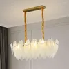 Chandeliers French Luxury Feather Glass Chandelier Retro American Living Room Hanging Light Bedroom Dining Lustre Suspendu Pendant Lamp