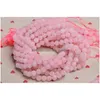 Pedra 4mm 6mm 8mm 10mm 12mm Rios naturais redondo lindo quartzo rosa fosco solto para jóias diy fazendo pulseira dhajj