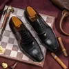 Chaussures habillées hommes marque formelle en cuir véritable à lacets noir marron hommes mode coréenne mariage élégant Oxford