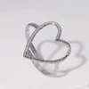 Hollow Big Heart Open Ring Silver Gold Women Cute Heart Finger Rings Gift For Love Girl Girlfriend