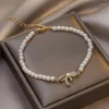 Urok bransolety perłowe bransoletka damska ręka dla dziewcząt 2023 KPOP Kulki biżuterii dhinstones Bow Bows Mash Modne Akcesoria