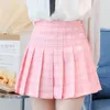 Kjolar kvinnor hög midja veckad kjol y2k sommar casual kawaii a-line plaid svart tennis japansk skol uniform minikjol för flickor 230328