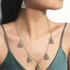 Halskette Ohrringe Set Bohemian Vintage Oxidiert silberfarbene Metallglocken Quasten Tropfen für Frauen weibliches Zigeunerschmuck Geschenk