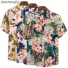 Chemises décontractées pour hommes Hommes coton polyester été chemise à manches courtes tropical floral palmier hawaïen plage hommes chemises blouse décontractée pour hommes W0328
