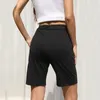 Shorts femininos de verão feminino de gola alta cintura alta cor pura suor de calças curtas