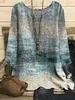 Kadın Tshirt Sonbahar Pullover Kış Kış Tasarım Baskı Tişört Yuvarlak Boyun Gevşek Boyut Uzun Kollu Zarif Üstler Vintage Tee Sesli 230328