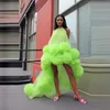 Casual Dresses Gaun Formal Malam Panjang Seksi Hijau Neon Pesta Halter Elegan Tulle Ruffle Rendah Hi Soiree 230328