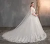 Party Dresses Chinese Wedding With Long Cap Lace Gown Train Embroidery Princess Plus Szie Bridal 230328