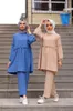 Ethnische Kleidung Zweiteilige Sets Tops und Hosen Frauen Dubai Muslim Abaya Lotus Shap 2 Stück Kaftan Islam Türkisch Islamisches Kleid