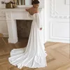 Party Dresses Magic Awn Off Shoulder Chiffon Beach Wedding Long Sleeves Simple Boho Bridal Bowns With Train For Women Robe Mariage 230328