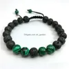 Bracelet de lacets de tigre de 8 mm de 8 mm avec des bracelets d'énergie noire de lave noire noire Bracelets pour les femmes Drop Livilor 2 DH41O