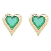 Orecchini per borchie Gold Studri oro Purple Green Heart Earring Women Metal Color Wedding Dichiarazione Fashion Gioielli