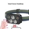 Body Motion sensor Led Headlamp headlight Super Bright 6 mode Built in Battery Mini Headlamp Outdoor Running Cycling Camping Head Lamp Lights