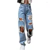 Jeans da donna Donna Sexy Boyfriend Bagge Strappato Fori da donna Pantaloni rotti distrutti Pantaloni vintage in denim femminile Distressed Designer