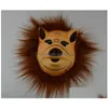 Maski imprezowe Realistyczne futra mane lateksu maska ​​Py Animal Tiger/Lion/Monkey/Wolf Partern Fl Face Cosplay Halloween Costume GB600 Drop Dhxz0