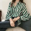 Chemisiers pour femmes Chemises Outdoor Street Lady Shirt Striped Casual Loose Womens Tops Ladies Long Sleeve