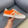 Mode mannen vertrekken schoenen Dikke bodem lopende sneaker Italië delicate elastische band lage top oranje kalfslip niet-slip ademende casual atletische schoenen doos EU 38-45