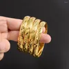 Bangle 4pcs 65 мм 24k золота с золотом Дубай для женщин Ближний Восток браслеты Эфиопские сетки браслеты Свадебные ювелирные украшения африканские подарки