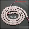 Stone 8mm Natural Rose Pink Quartz Rock Crystal Beads 4/6/8/10/12/14mm Löst passform DIY -armband Halsbandsmycken Maki DH5AV