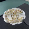 Desinger Brand Luxurys Brooch Women Rhinestone Pearl Letter Stup