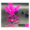 Party Masken Halloween Leuchtende Feder Led Prinzessin Venezianische Maske Hjia488 Drop Lieferung 202 DHACW