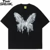 Męskie koszulki Hip Hop Tshirt Zagima Men Men Streetwear Dark Style Butterfly T-shirt Black Harajuku Summer T Shirt Bawełny luźne koszulka 230327