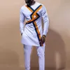 Men's Tracksuits Men Dashiki Long Sleeve Shirt White Trouser Set Mens 2 Pieces Outfit Suit Traditional Male Clothes T-shirt Pant Suits For Men W0328