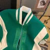 Giacche da uomo Vintage Green Baseball Cyber Y2k Basic Short Jacket Abiti primaverili per Techwear Loose BF Abbigliamento donna Uomo Capispalla invernale 230328