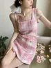 Casual jurken van hoge kwaliteit Koreaanse mode zoete kleine geur tweed vrouwen Franse vintage wollen zomerjurk elegant feestvestidos