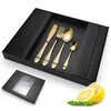 Dijkarts sets luxe servies lepel set serveer roestvrijstalen cuberteria draagbare bestek goud vaisselle keukengerei
