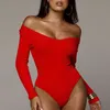 Kobiety Jumpsuits Romper Bodysuit z długim rękawem Kiepszki jesienne zimowe ciepłe kombinezon naciągu bodysuit panie swobodne szczupły trapy top plam 230327