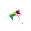 Inne świąteczne zapasy imprezy Halloween Prom Colorf Feather Paspband Hair Akcesoria Indian WY546 Drop DHR93