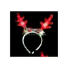 Party Favor Christmas Decorations With Lamp Deer Horn Hair Haar LED Flash Decoration Childrens Luminous Hoofdress WL953 Drop de Dhnle