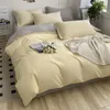 Bedding Sets Simple Set Classic Solid Color Bed Linen Quilt Cover Pillowcase Washed Cotton Soft Comforter Duvet Flat Sheet