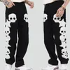 Men's Pants Hip Hop Jeans Pants Streetwear Mens Vintage Embroidered Skull Star Baggy Denim Jeans Harajuku Casual Denim Trousers Black Blue 230327