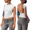 Canotte da donna Y2K Sexy Backless Manica corta Crop Top Donna 2023 Skinny Cut Out Magliette di base Moda Streetwear Party Club Wear Tees