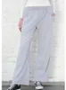 Calça feminina Solid Solid Loose Mulheres retas de algodão evasão de algodão alta perna larga mulher Harajuku bege calças