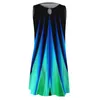 Casual Dresses Fashion Multicolor Printed ärmlös klänning Summer O Neck Rakt för damer Beach Wear Women 2023