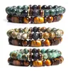 Strand 2pcs Irrégulière Volcanique Pierre De Lave Bracelet Hommes Mode 8mm Naturel Oeil De Tigre Perles Couples Bracelets Pour Femmes Amis Bijoux