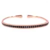 Bangle 2023 Mens Bangles Rose Gold Gold Micro Pave Black CZ Bracelets Open para Men Valentine's Gift