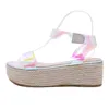 Sandals Fashion PVC Platform Fisherman Women Transparent Hook&loop Wedges High Heels Party Shoes Size 35-40 Drop Ship