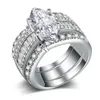 Pierścienie zespołowe 2023 Luksusowe markizowe srebrną obrączkę ślubną panna młoda Zestaw Afryka Ślubna dla kobiet z okazji rocznicy biżuterii Hurtowa R5388 Z0327
