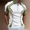 Moda Business Polos Sport Golf Kontrast Renk Üst Şık T gömlek Kısa Kollu Üst Zipper Giyim Üstleri