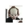 Partymasken Stephen Kings Joker Maske Sile Film FL Gesicht Horror Clown Latex Halloween Schreckliche Cosplay Prop Dro Dhgks