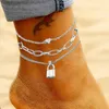 Anklets Böhmenkedja för kvinnor Fot Tillbehör 2023 Summer Beach Barefoot Sandal Armband Ankle On the Ben Female SMYCKE