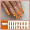 False Nails 24pcs DIY Detachable Manicure Press On Ballerina Nail Tips Orange Blue Yellow Wavy