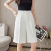 Women's Shorts Wide Leg Bermuda Shorts Women High Waist White Black Draped Suit Shorts Free Office Lady Quality Bermuda Femme Elegant 230328