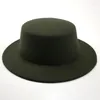 Berets płaskie czapki fedoras dla kobiet solidny kolor imitacja wełniana czapka jazzowa elegancka brytyjska szeroka grzbiet damskie czapki melonik fedora